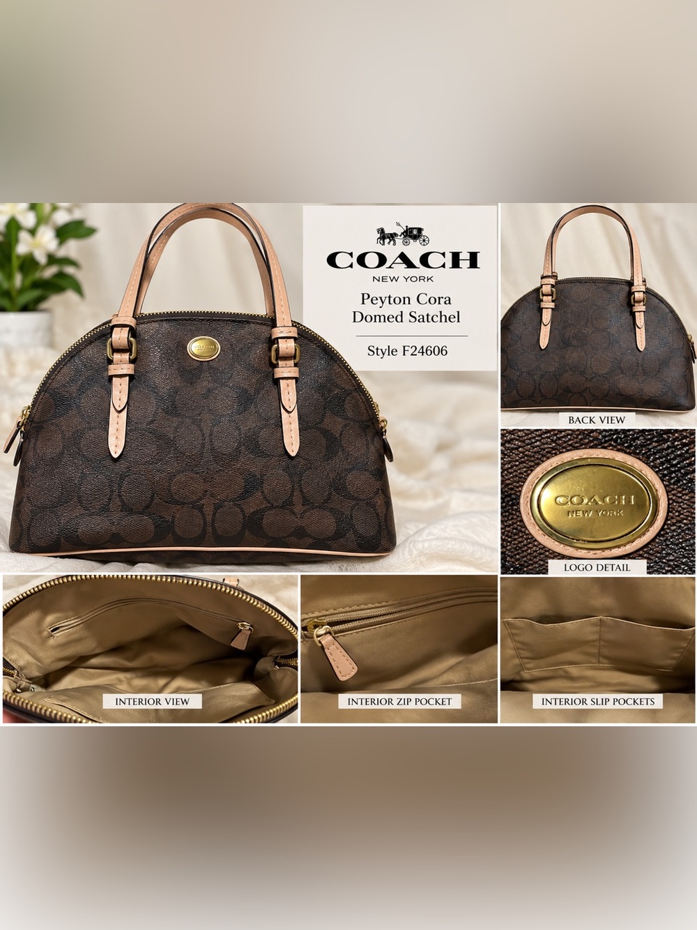 🤎 AUTHENTIC COACH SIGNATURE DOMED SATCHEL 🩷